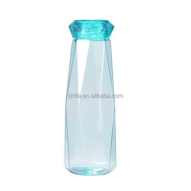 Crystal Diamond Blue 550ml Plastic Drinkware Water Cup and Tea Bottles with ABS Transparent Screw Cap Colorful Painting