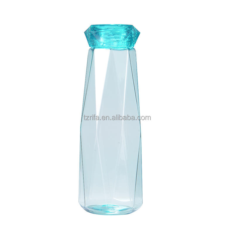 Crystal Diamond Blue 550ml Plastic Drinkware Water Cup and Tea Bottles with ABS Transparent Screw Cap Colorful Painting
