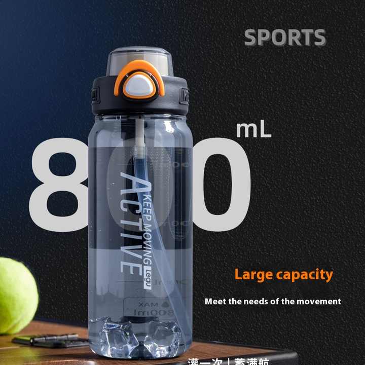 Customized Large Capacity Tritan Sports Water Cup New Adult Fitness Plastic Bottle Direct Drinking Straw for Camping