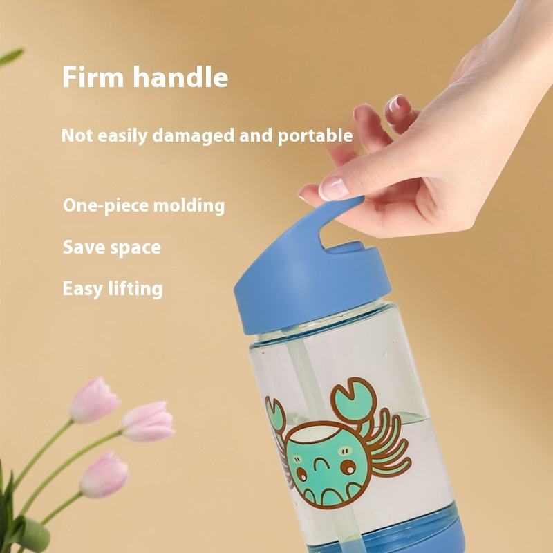 Cute Food-Grade Water Bottle Plastic Cup for Women High-Temperature Resistant Sports Kettle Suction for Gym Camping Children