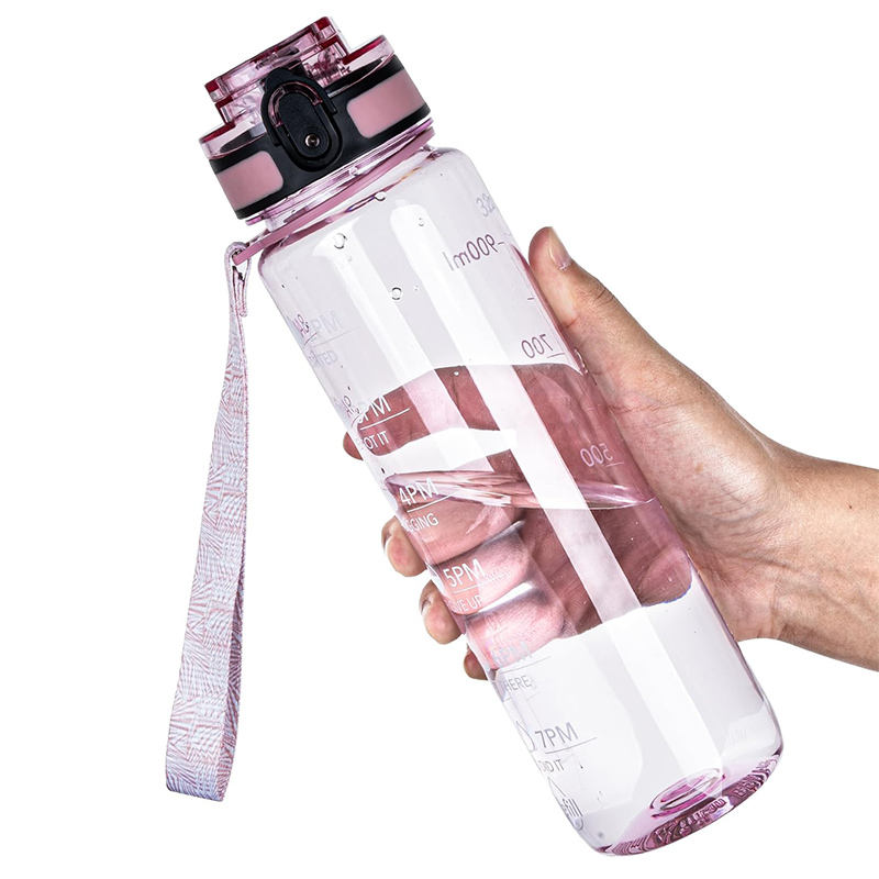 Wholesale BPA Free Plastic Water Bottles with Leakproof Time Marker Direct Drinking for Presentations