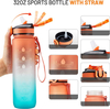 Eco-Friendly Portable Sports Water Bottles Time Marker Plastic Drinkware with Straw