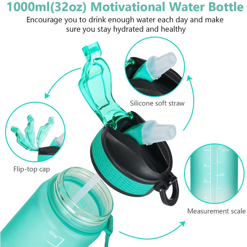 Hot Selling New Design 32oz 1000ml Plastic Water Bottles Premium Plastic Drinkware