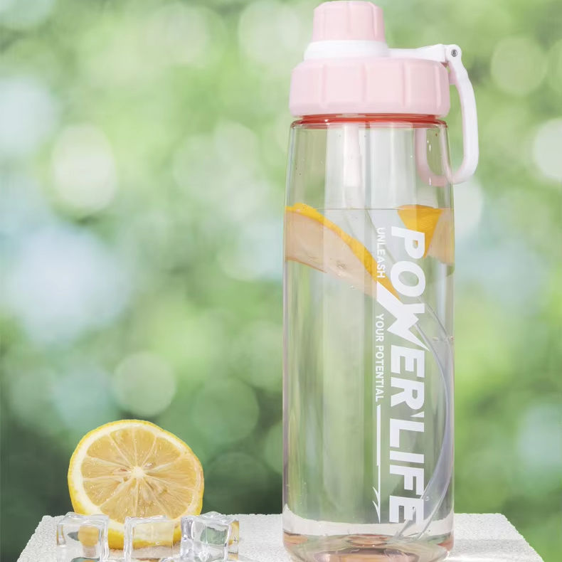 750ml Portable Plastic Sports Bottle Custom Logo Direct Drinking for Travel 25oz Capacity Colorful Transparent Flat Design