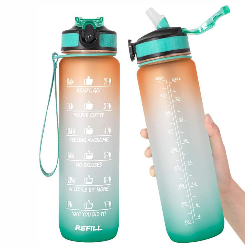 1L BPA-Free Motivational Plastic Water Bottle with Soft Straw for Day to Day Hydration Great Gift Idea