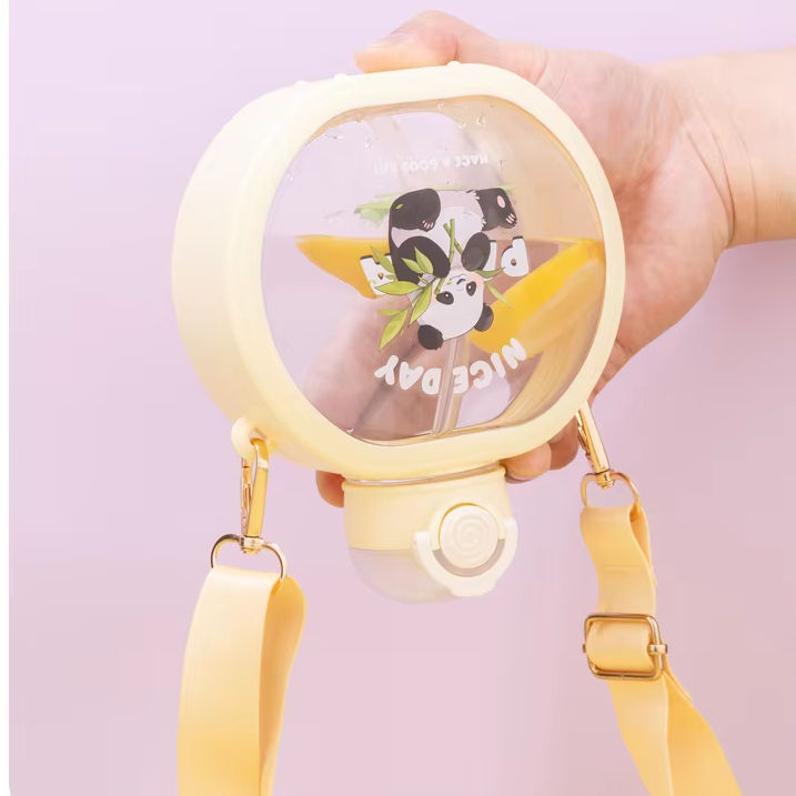 Kawaii BPA-Free Plastic Water Bottles with Straw for Kids