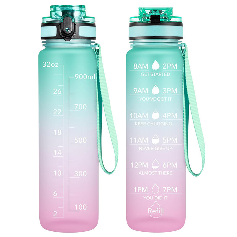 BPA-Free Leakproof Outdoor Gym Fitness Water Bottles Direct Drinking Plastic for Adults Children for Gym Motivational Present