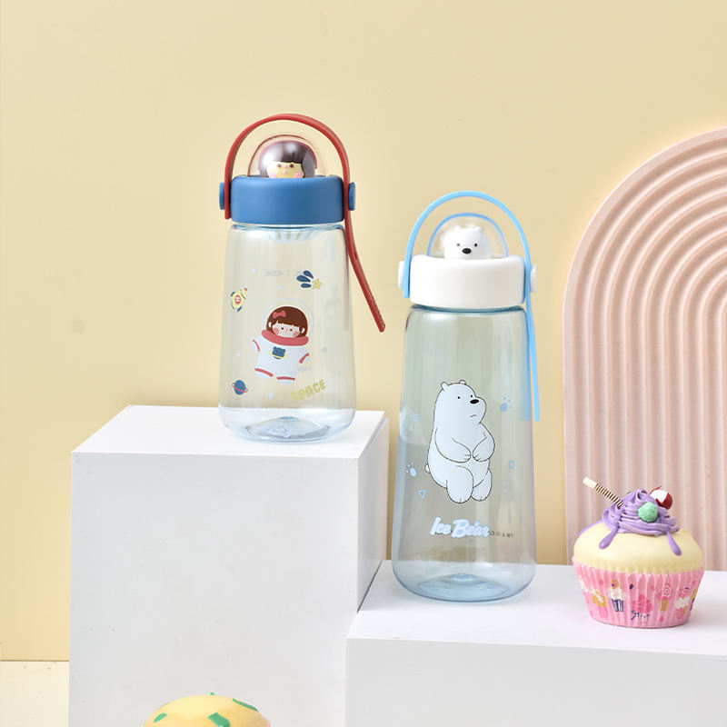 Customizable Printing 420ml BPA-Free Plastic Water Bottles with Strap Direct Drinking Flow