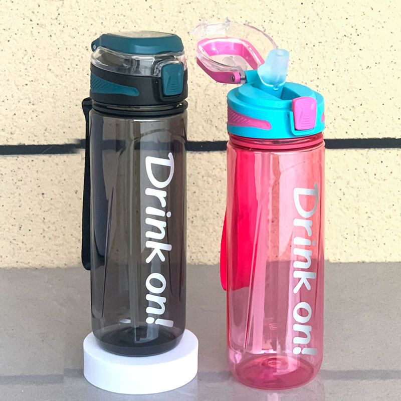 Wholesale 1L Big Capacity Clear Transparent Plastic Sports Water Bottles With Straw