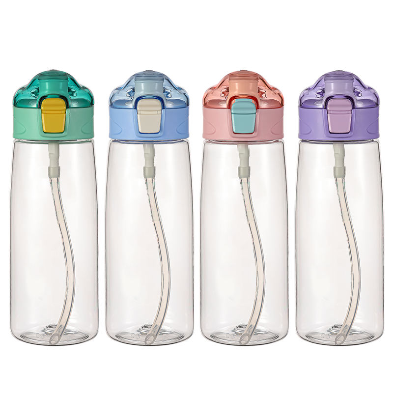18oz BPA-Free Plastic Sports Water Bottle with Multifunction Lid and Straw Direct Drinking Bottle Customizable Logo