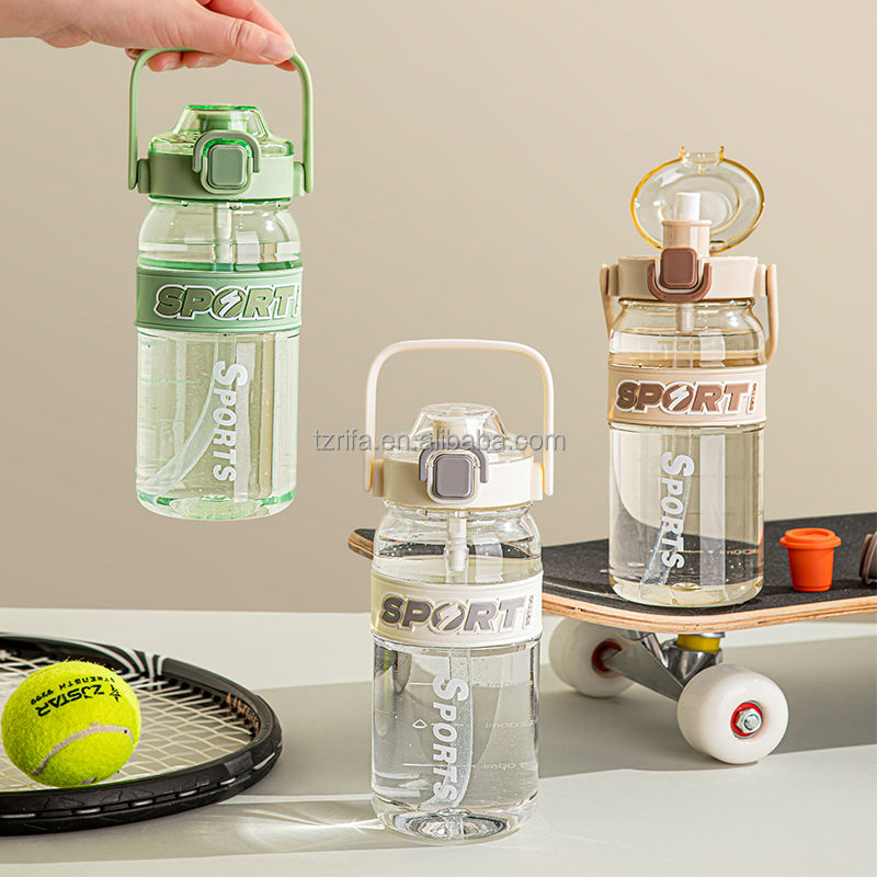 Portable Sports Water Bottle for Adults Kids High-Temperature Resistant Large Summer Capacity Colorful Straw Design for Gym