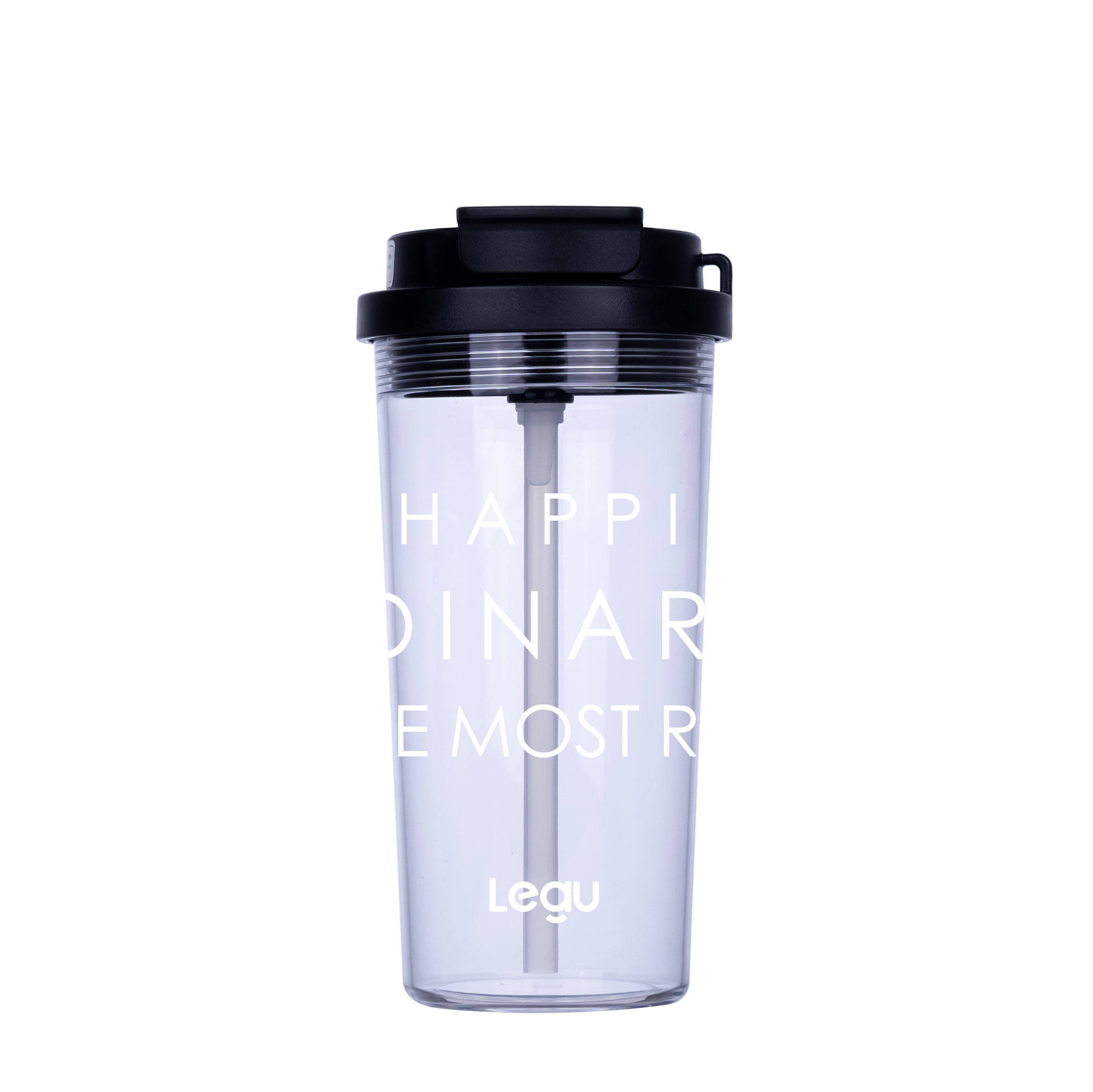 Custom 600ml Reusable Travel Coffee Mug Single Wall Clear Plastic Cup for Juice with Straw and Lid Boiling Water Applicable
