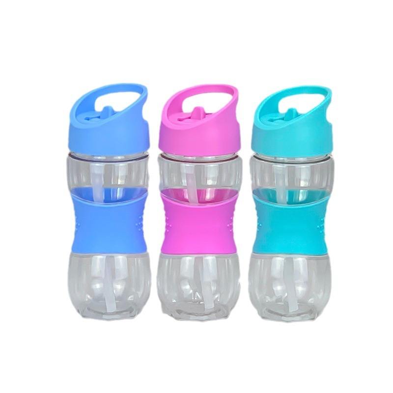 Custom Logo 420ml Bpa Free Plastic Kids Water Bottle New Design With Silicone Sleeve Lid Straw for Outdoor Style Capacity