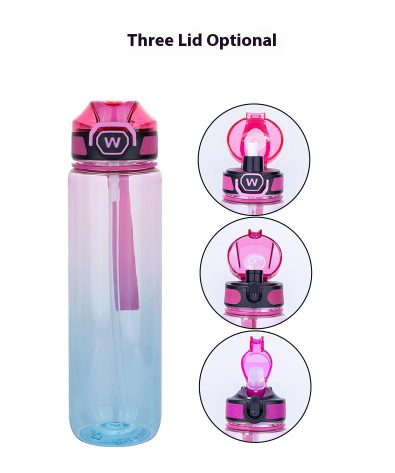 Hot Sale 1L Tritan Water Bottle BPA Free Gradient Color for Gym Fitness Sports Sports Motivational Time Marker