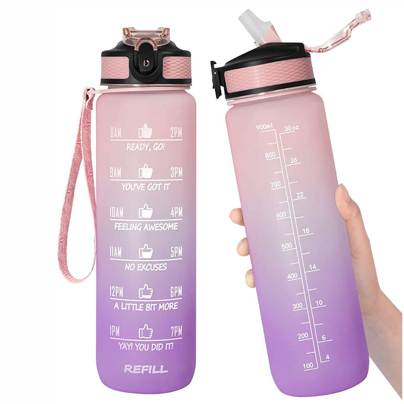 1L BPA-Free Motivational Plastic Water Bottle with Soft Straw for Day to Day Hydration Great Gift Idea