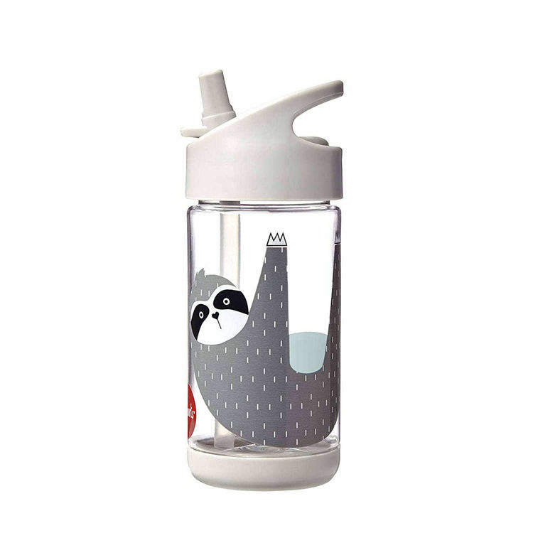 13oz Eco-Friendly Tritan Kid's Plastic Water Bottles Cartoon Wide Mouth with Straw Handle for Camping and Boiling Water