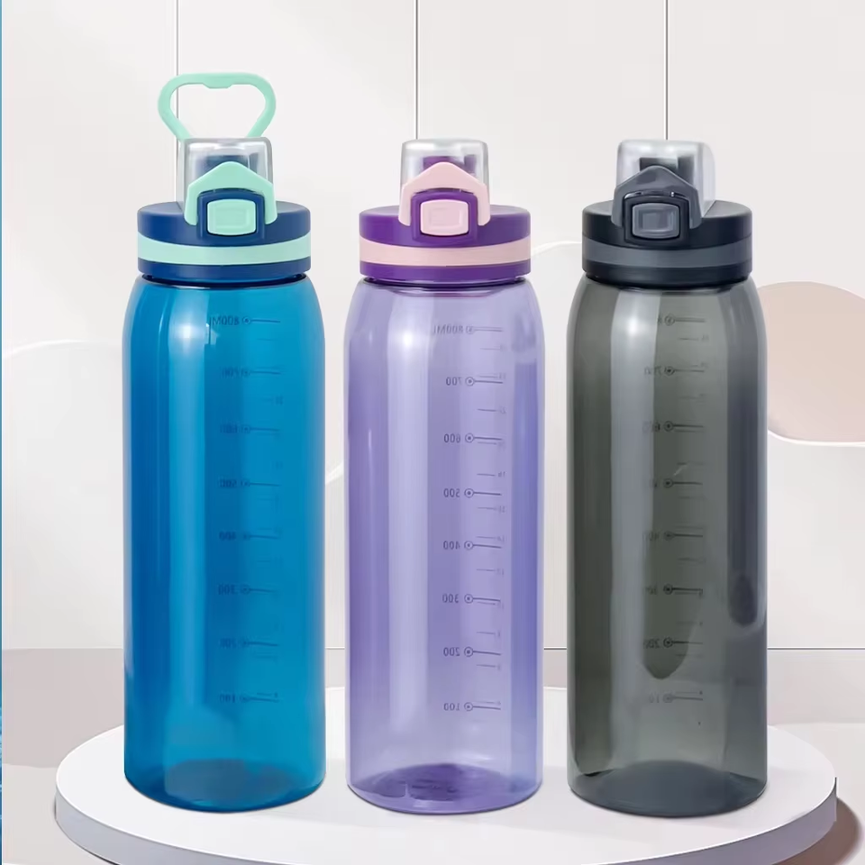 Custom Logo Gradient Tritan Bottle BPA Free Portable Gym Motivational Time Marker Direct Drinking Water Flowing Applicable
