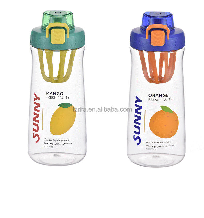 Wholesale 1100ml Clear Plastic Fruit Infuser Water Bottle Sports Travel Juice Infuser for Camping Boiling Water Applicability