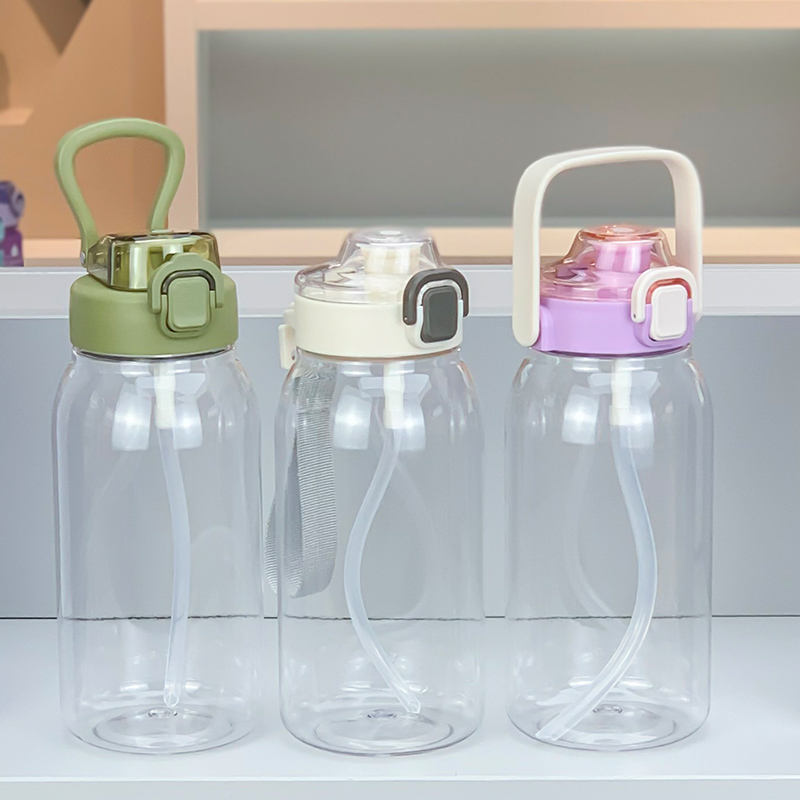Large Capacity Plastic Sports Water Bottles with Straw Motivational Design for Sports and Presentations