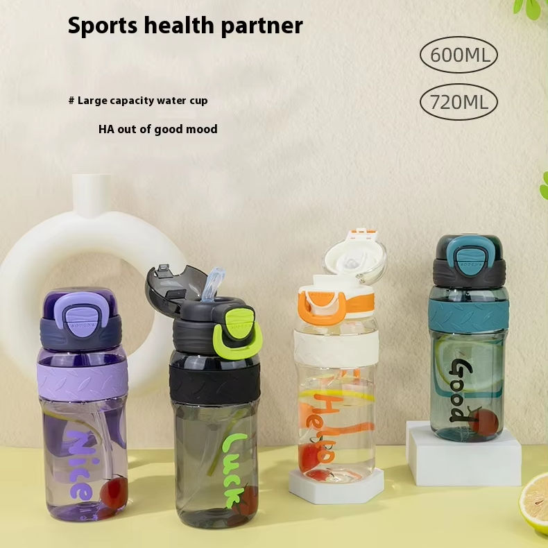 Custom Logo INS Bottle Large Capacity Double Straws High Color Value Direct Drinking Portability for Gym Travel Direct Sale