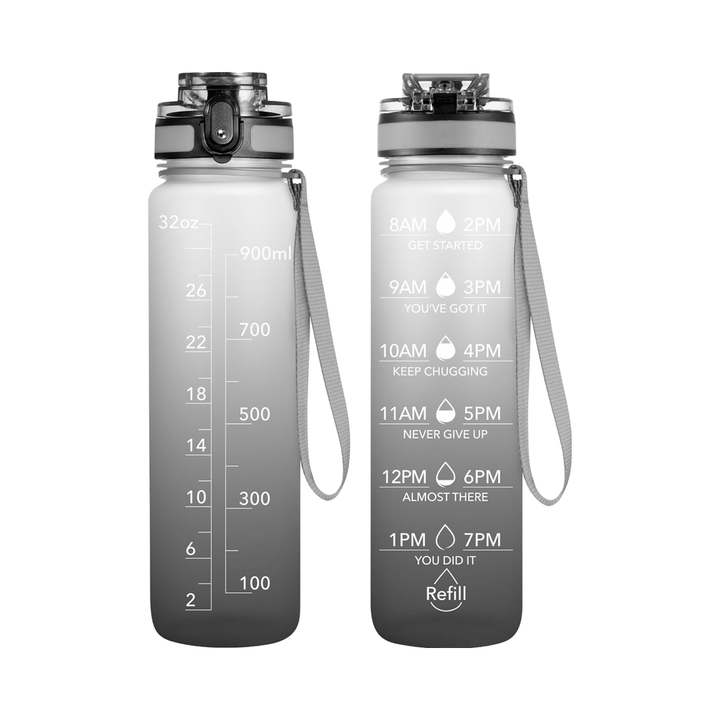 Top Seller 1L Tritan Water Bottle BPA-Free Frosted Plastic Drinking Bottle with Time Marker