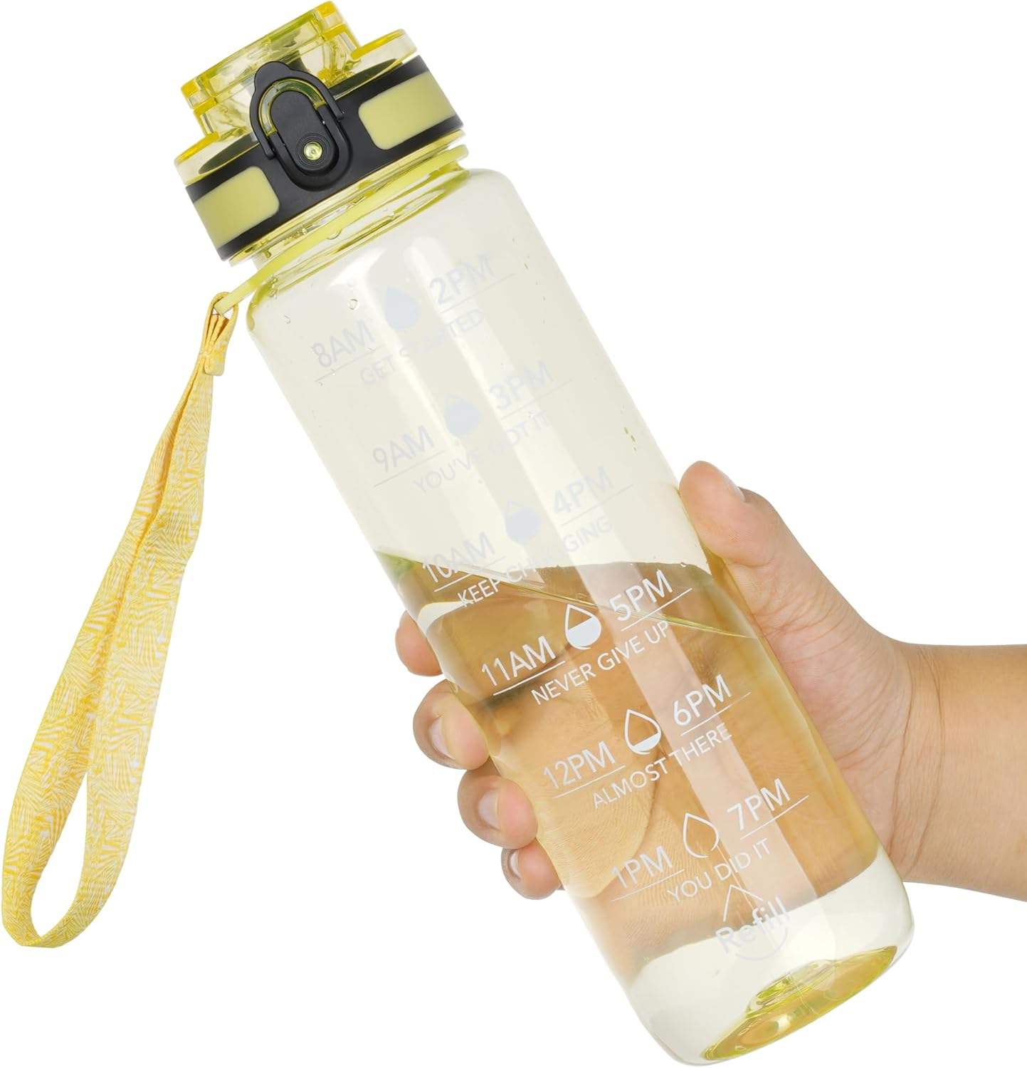 32OZ Clear Reusable Plastic Water Bottle with Measurements for Running Gym Hiking Other Outdoor Activities