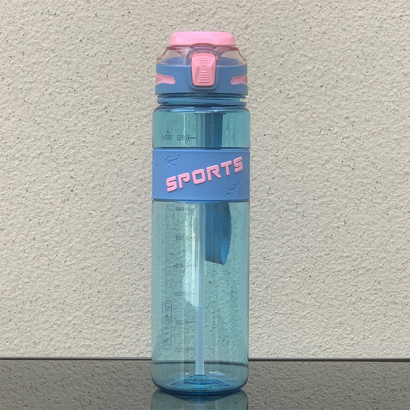 Fashion Sports 1000ml Portable Plastic Water Bottle with Bounce Cover Lid Premium Drinkware