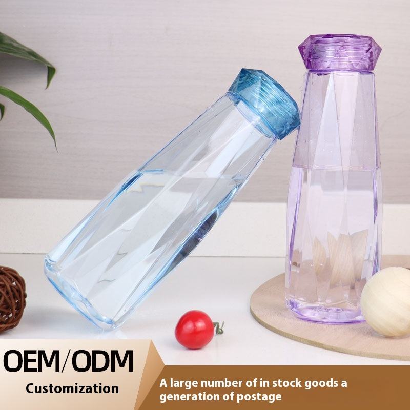 Portable Colorful Borosilicate BPA-Free High Creative Drinking Mug with Lid for Camping 550ml Diamond Design