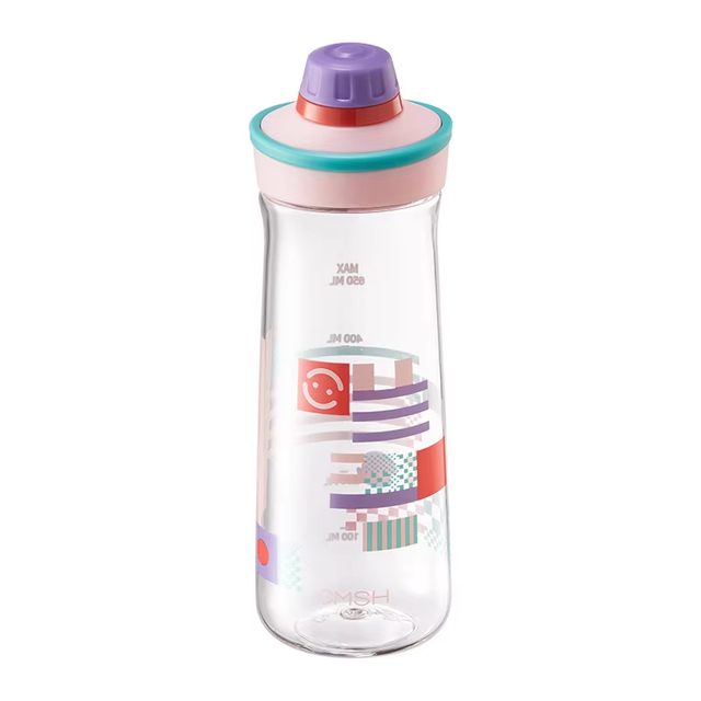 Cute Aesthetic Plastic Fitness Water Bottles BPA-Free Portable Direct Drinking Cup with Bouncing Cover Rope for Summer Camping