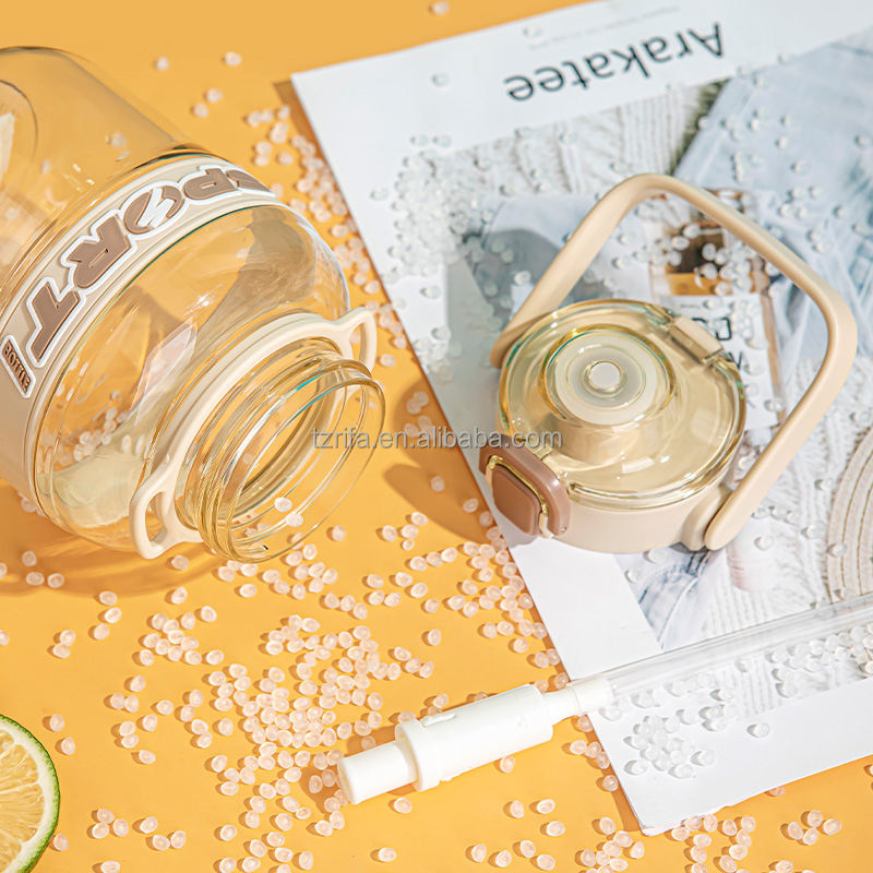 Eastman Tritan Large Capacity Portable Transparent Plastic Sports Bottle Water Bottles With Handle and Straw