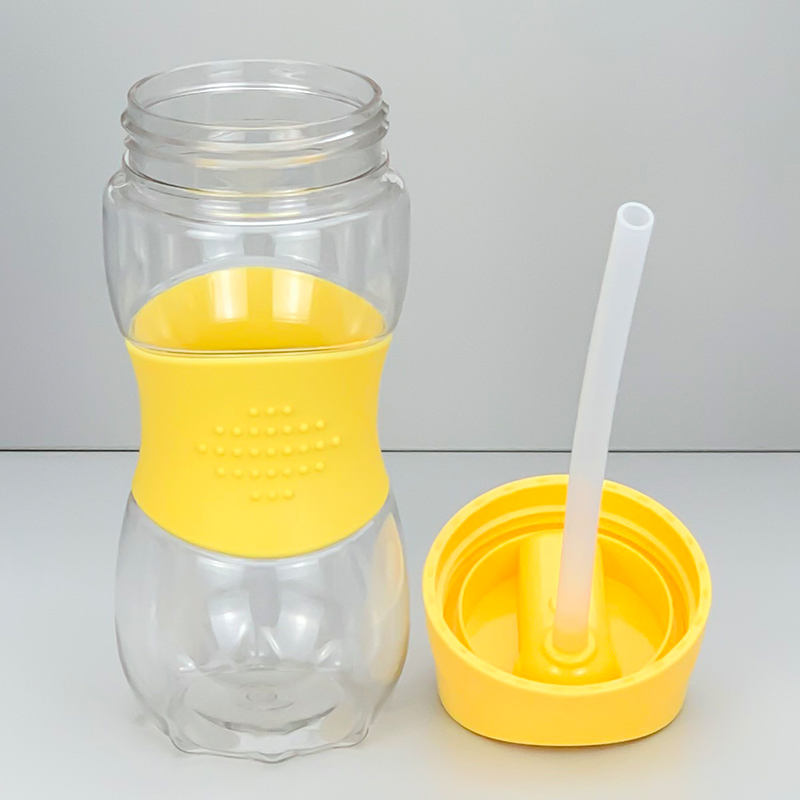 14 oz Portable Tritan Transparent Clear Sports Drinking Bottle with Straw for Boiling Water for School Girls