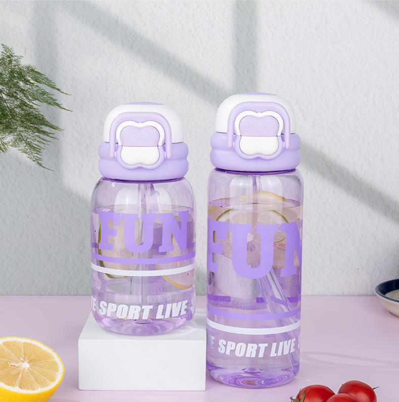 Eco-Friendly 650ml Tritan Portable Plastic Water Bottle with Flip Straw Beautiful Colours BPA-Free Sippy Cups for Camping