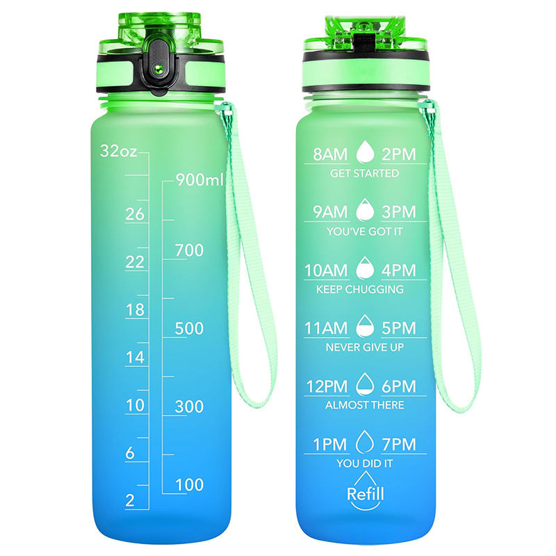 BPA-Free Leakproof Outdoor Gym Fitness Water Bottles Direct Drinking Plastic for Adults Children for Gym Motivational Present