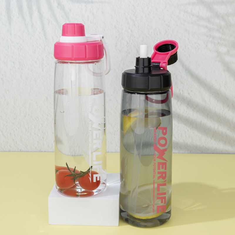 Portable 750ML Transparent Clear Plastic Water Bottle Leakproof Direct Drinking with Handle Convenient Plastic Drinkware