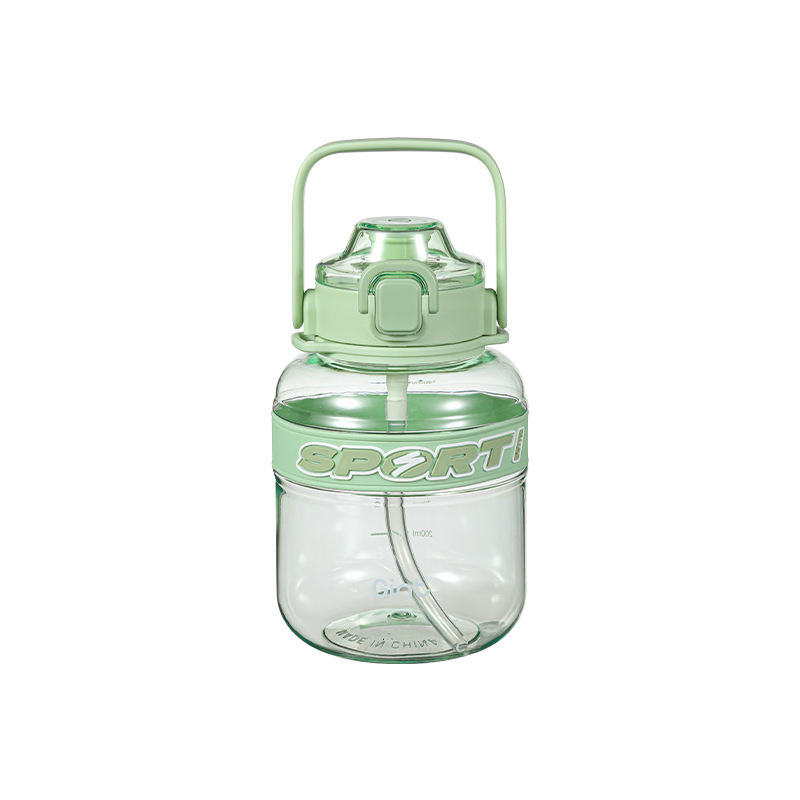 2025 New One-Click Cute Children's Plastic Water Bottles with Elastic Anti-Slip Sleeve and Nylon Strap for Drinkware