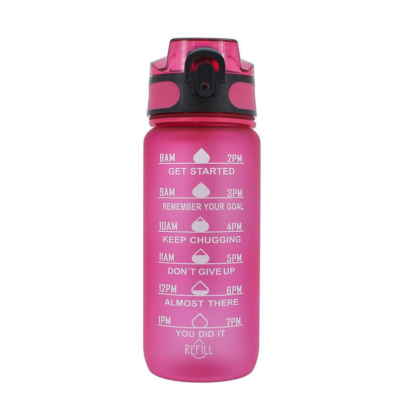 Sports 750ml Plastic Water Bottles with Straw and Time Marker Direct Drinking Flowing Water