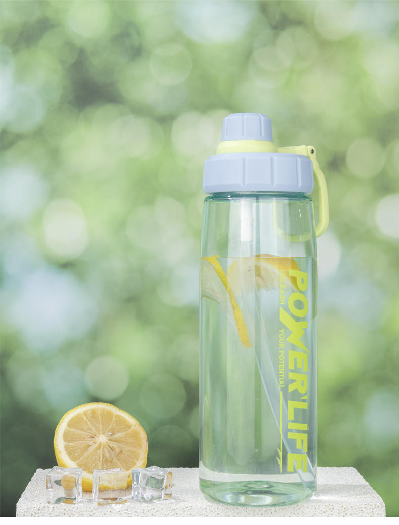 Custom Logo 750ml Portable Plastic Sports Water Bottle with Handle Colorful Transparent Flat Design 25oz Capacity for Travel