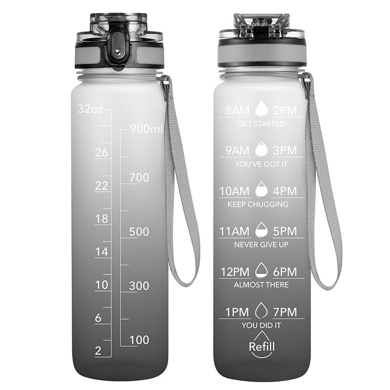 32oz Motivational Gradient BPA-Free Gym Fitness Sports Water Bottles Direct Drinking Plastic Water Jug