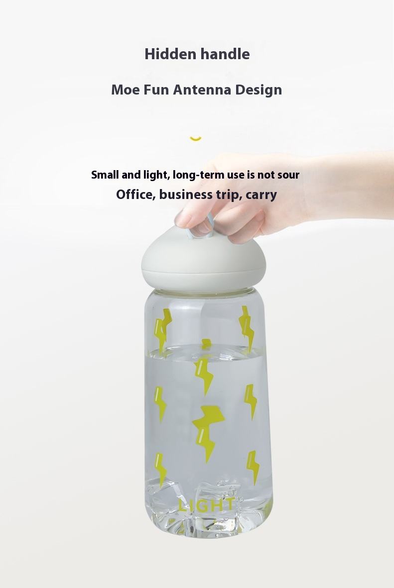 BPA-Free Mushroom-Shape Head Lid Plastic Water Bottle Portable Student & Sport Cup for Kids & Camping