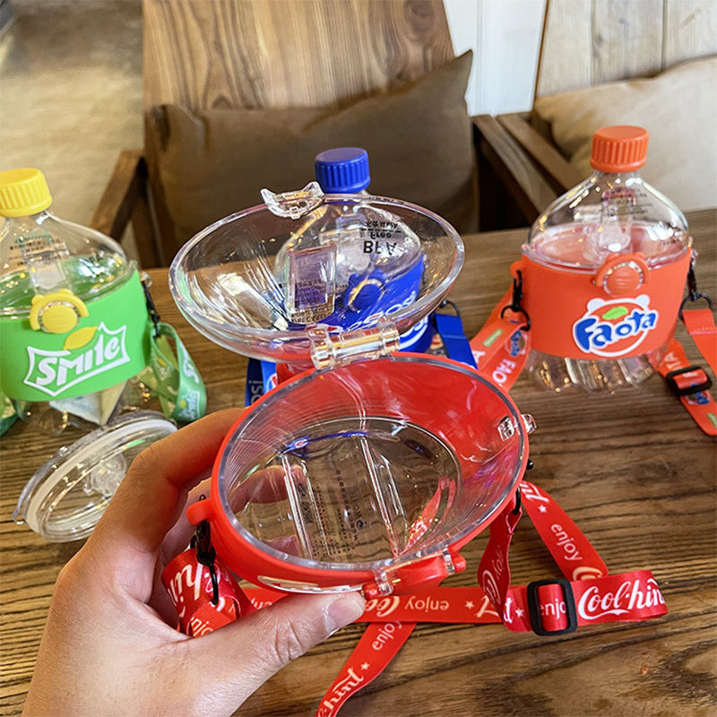 Portable 300ml Plastic Water Bottle with Straw and Strap Summer Collection Leakproof and for Boiling Water for Kids Camping