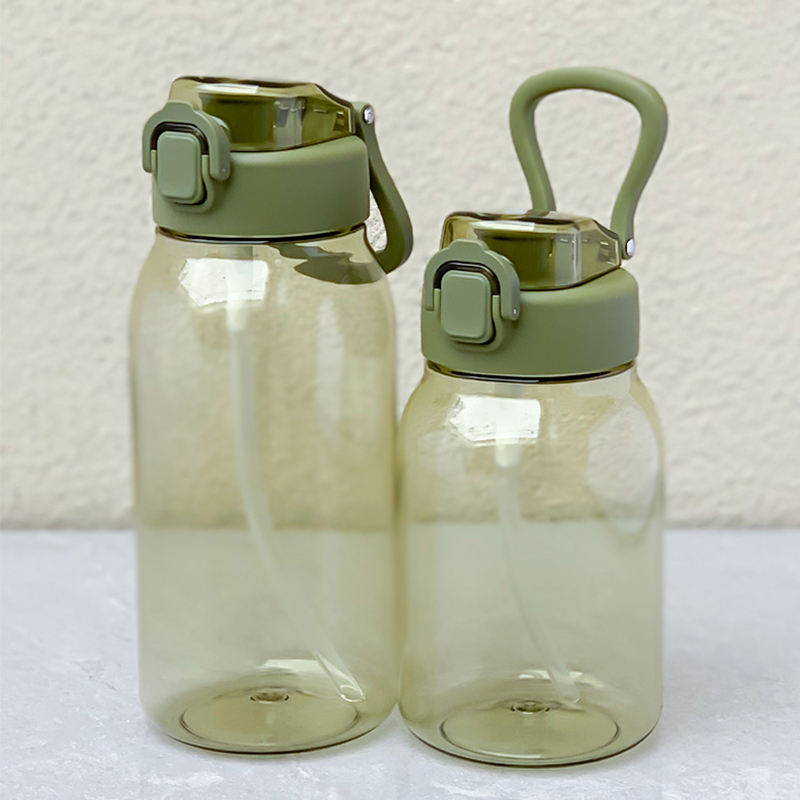 Wholesale 1500ML Colorful Side Handle Gym Sport Water Bottles Wide Mouth Plastic with Straw for Presents