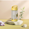 400ML Kawaii Cartoon Cute Print Water Bottle with Straw BPA Free for School Kids and Camping