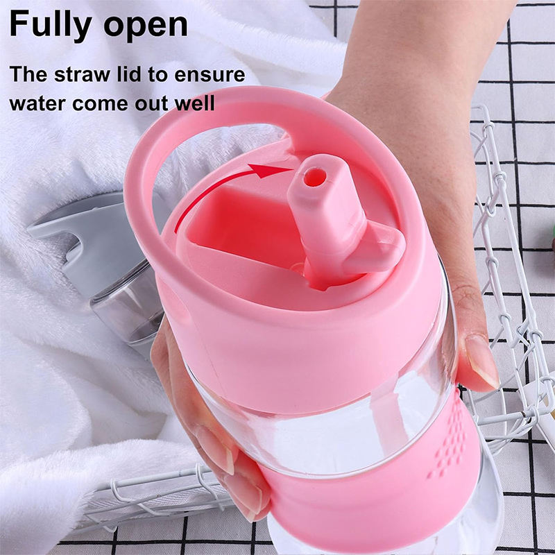 14 oz Portable Tritan Transparent Clear Sports Drinking Bottle with Straw for Boiling Water for School Girls