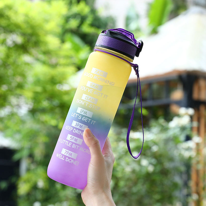 32oz Motivational Plastic Water Bottle with Time Marker and Straw Leakproof Fitness Accessory Great for Presents