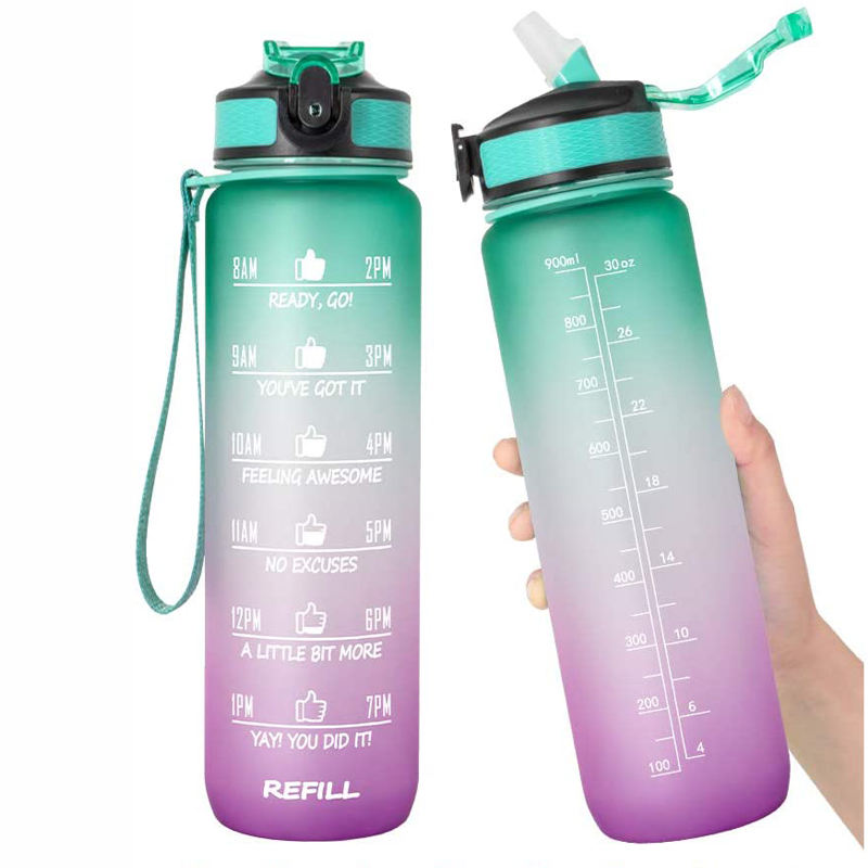 1L BPA-Free Motivational Plastic Water Bottle with Soft Straw for Day to Day Hydration Great Gift Idea