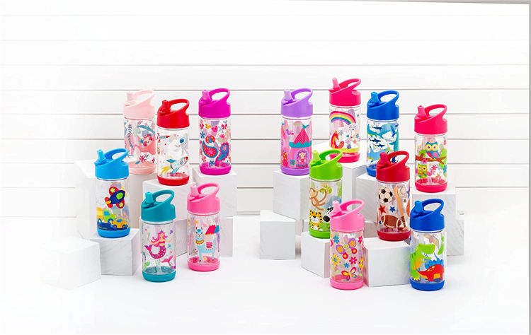 Customized BPA-Free Kids Plastic Water Bottles with Straw for Boiling Water for School and Camping