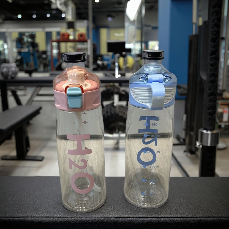 Creative Colorful Sports Plastic Drink Bottle Portable Handle Straw for Children's Outdoor Activities Camping Made Durable