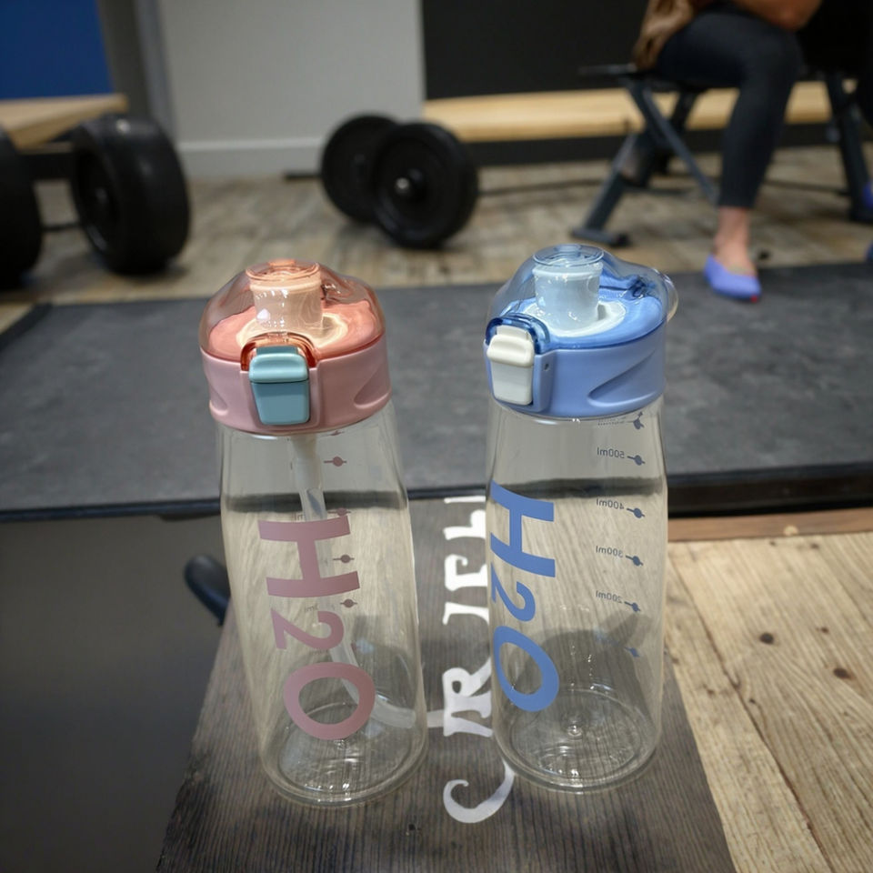 Creative Colorful Sports Plastic Drink Bottle Portable Handle Straw for Children's Outdoor Activities Camping Made Durable