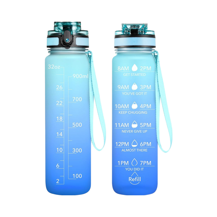 Top Seller 1L Tritan Water Bottle BPA-Free Frosted Plastic Drinking Bottle with Time Marker