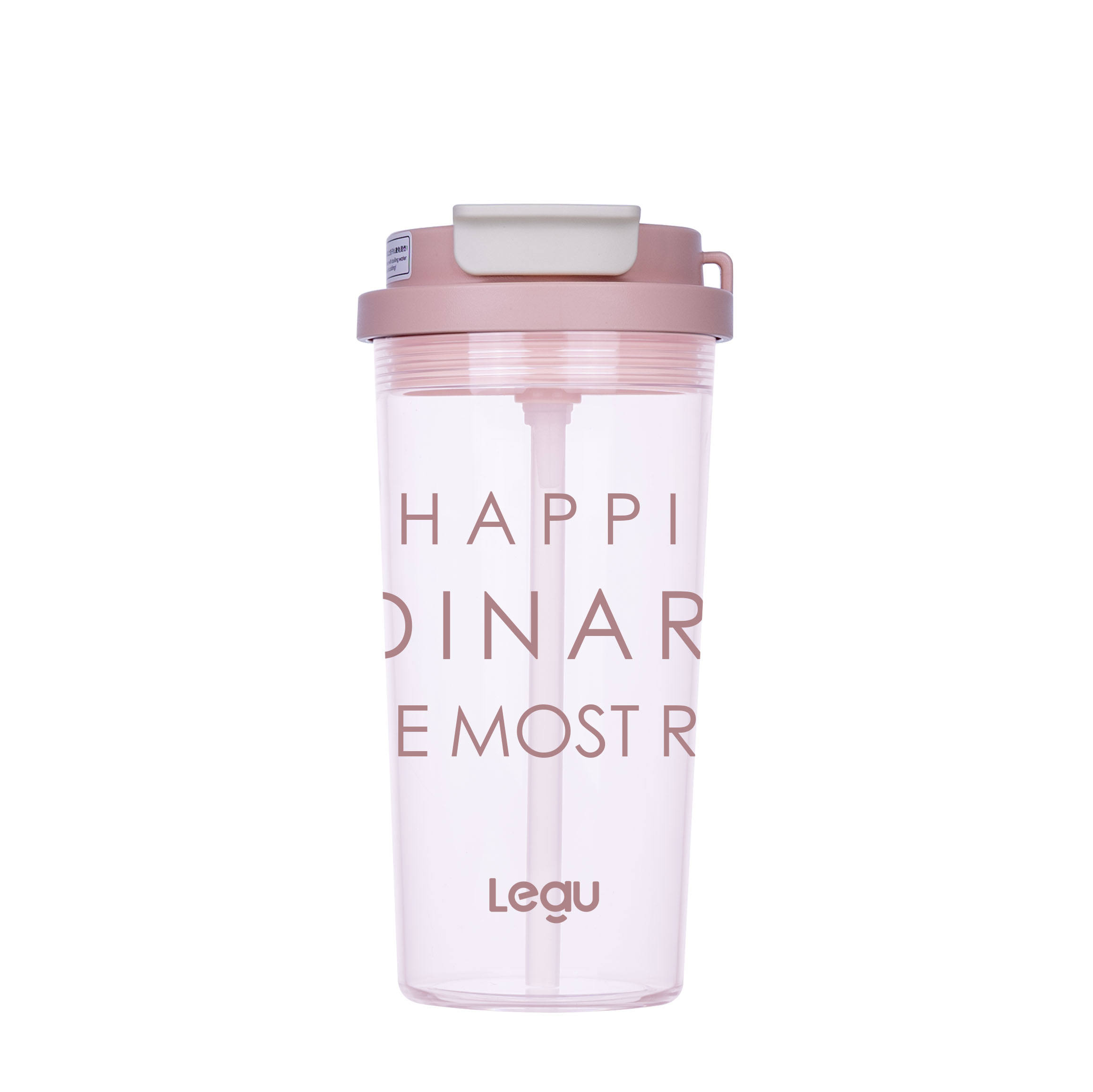 Custom 600ml Reusable Travel Coffee Mug Single Wall Clear Plastic Cup for Juice with Straw and Lid Boiling Water Applicable